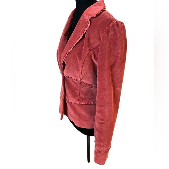 Apt. 9 Vintage Y2K Blazer Size 4 Brown Velvet Jacket Chocolate Retro 2000s - Picture 2 of 6